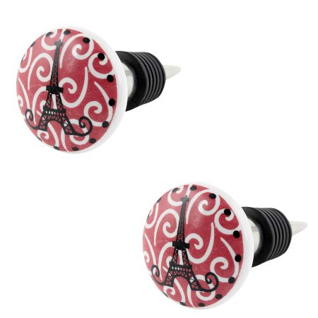 2 Pieces Pink Paris Eiffel Tower Flat Wine Bottle Stopper