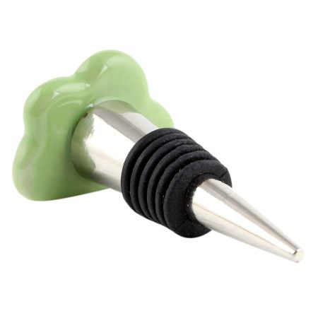 2 Pieces Lime White Dot Cloud Ceramic Wine Bottle Stopper