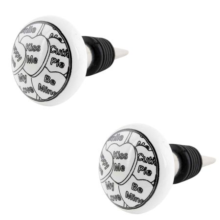 2 Pieces Kiss Me Flat Ceramic Wine Bottle Stopper