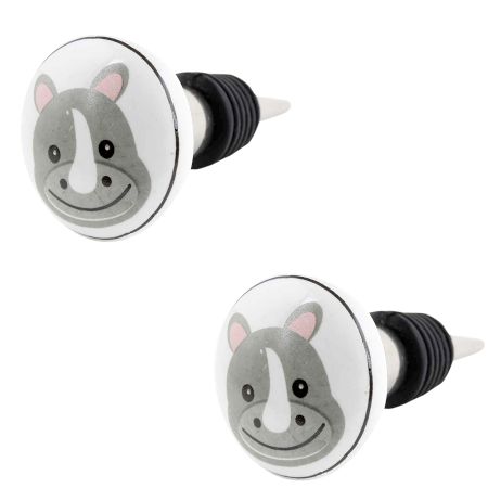 2 Pieces Hippo Flat Ceramic Wine Bottle Stopper