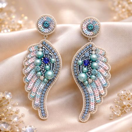 Handmade Jewelry Crystal Wing Drop Earrings