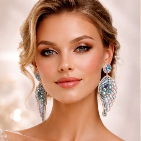 Handmade Jewelry Crystal Wing Drop Earrings