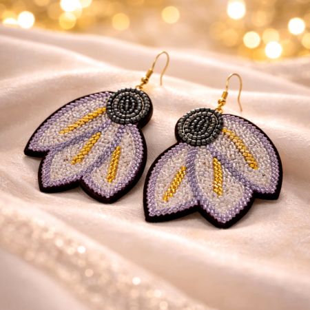Handmade Jewelry Leaf Beaded Statement Earrings