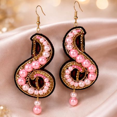 Handmade Jewelry Pink Pearl Swirl Earrings