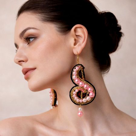 Handmade Jewelry Pink Pearl Swirl Earrings