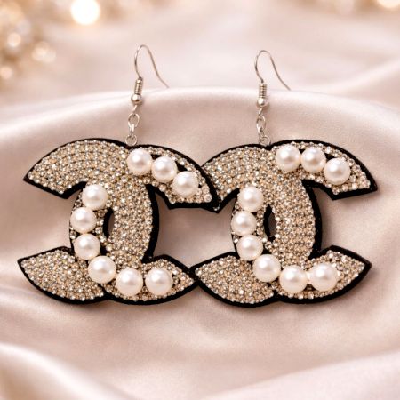 Handmade Jewelry Pearl Crystal Statement Earrings