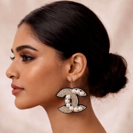 Handmade Jewelry Pearl Crystal Statement Earrings