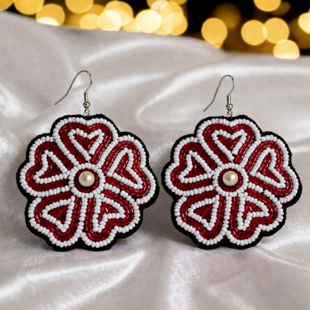 Handmade Jewelry Floral Beaded Statement Earrings