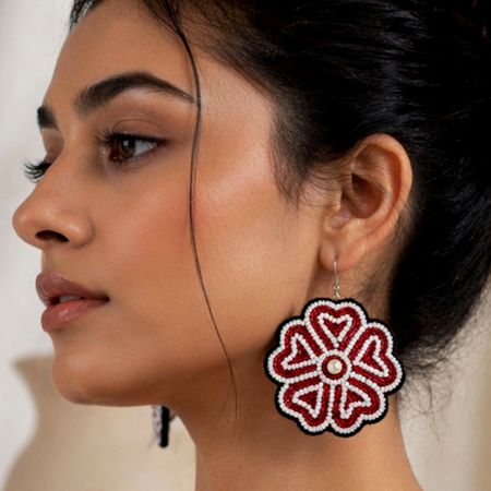 Handmade Jewelry Floral Beaded Statement Earrings