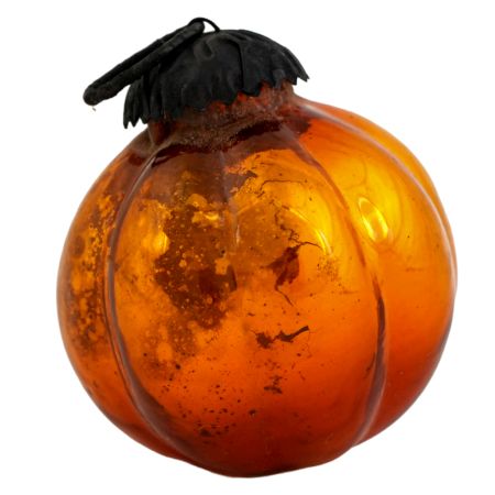 Vintage Style Amber Pumpkin Glass Ornament