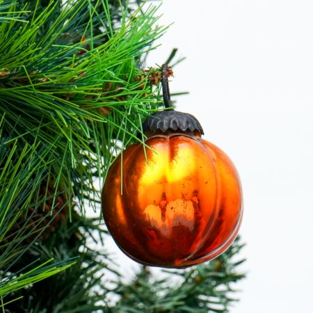 Vintage Style Amber Pumpkin Glass Ornament
