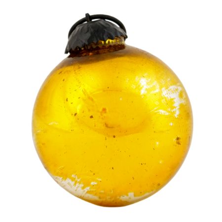 Vintage Style Yellow Round Glass Ornament