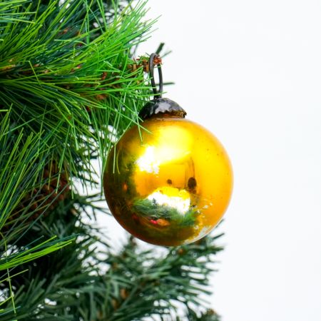 Vintage Style Yellow Round Glass Ornament
