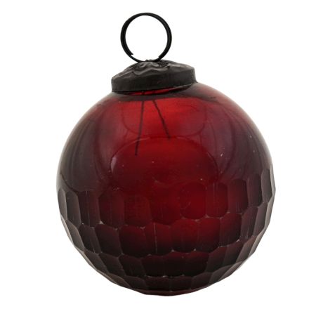 Red Round Glass Christmas Hanging Ornament