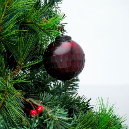 Red Round Glass Christmas Hanging Ornament