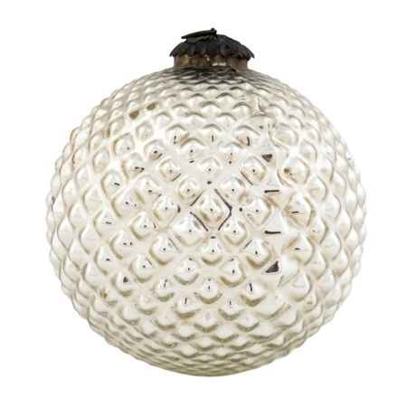 Silver Vintage Mercury Glass Christmas Ball Ornament