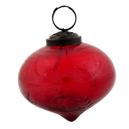 Vintage Red Style Onion Design Glass Ornament