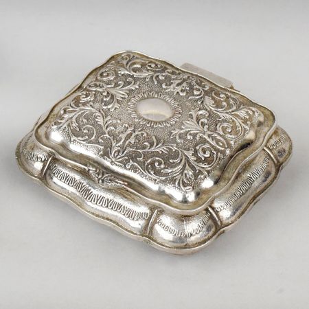 Handcrafted White Metal Ornate Storage Box Vintage Design