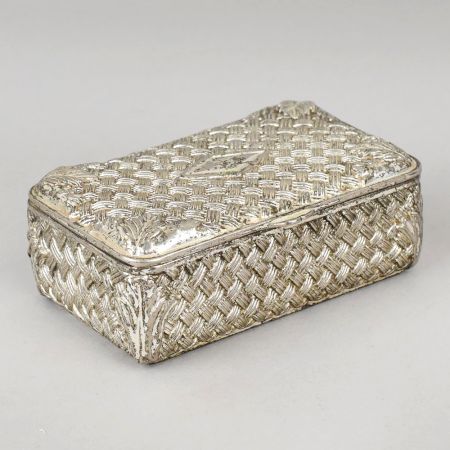 Handcrafted White Metal Jewelry Box Velvet Lined Storage Case