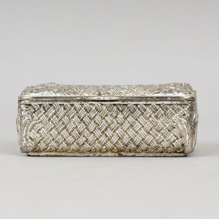 Handcrafted White Metal Jewelry Box Velvet Lined Storage Case