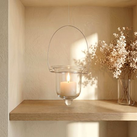 Clear Glass Hanging Tealight Candle Holder