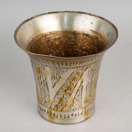 Handcrafted Brass Engraved Tumbler Traditional Pooja Glass