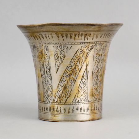 Handcrafted Brass Engraved Tumbler Traditional Pooja Glass