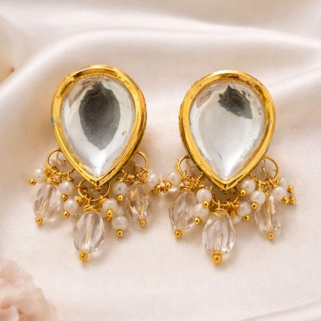 Handcrafted Classic Teardrop Kundan Earrings for Women