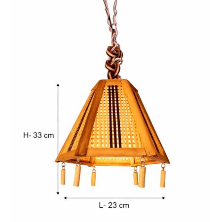 Handcrafted Bamboo Pyramid Hanging Lamp