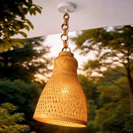 Handmade Bamboo Cone Pendant Lamp Shade