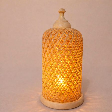 Handcrafted Bamboo Table Lamp with Woven Shade
