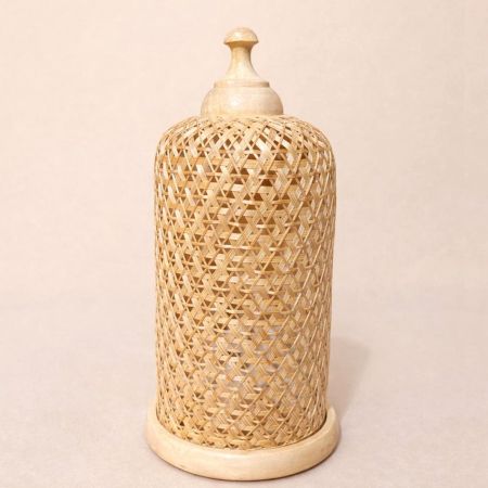 Handcrafted Bamboo Table Lamp with Woven Shade