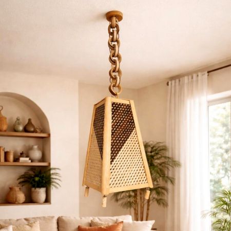 Handmade Bamboo Trapeze Hanging Lamp