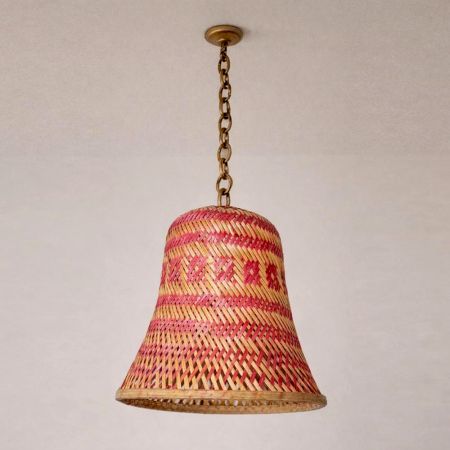 Handcrafted Bamboo Pink Woven Pendant Lamp