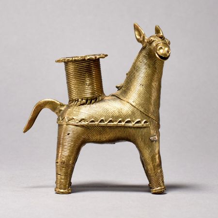 Handmade Brass Horse Candle Holder in Fine Tribal Art