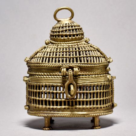 Handcrafted Brass Jewelry Box in Vintage Finish with Jali Work