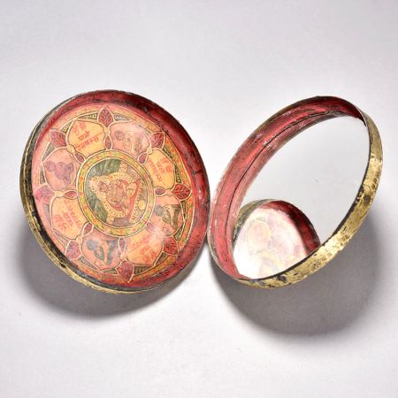 Handcrafted Brass Jain Gattaji Travel Box with Siddhachakra Mandala