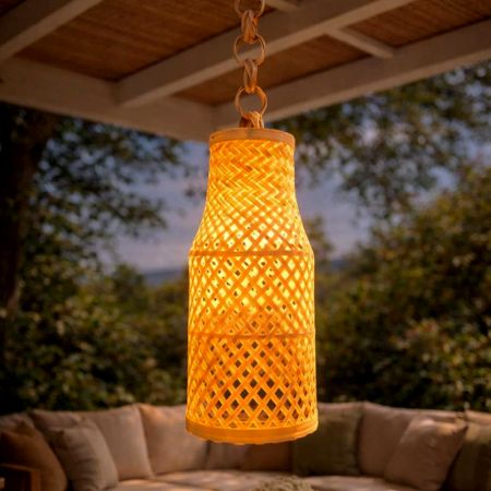 Handmade Bamboo Cylinder Hanging Lamp Shade