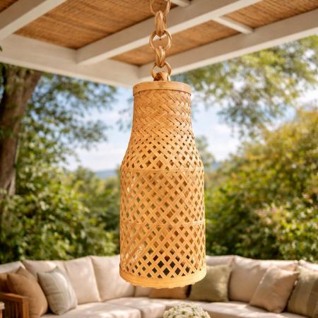 Handmade Bamboo Cylinder Hanging Lamp Shade