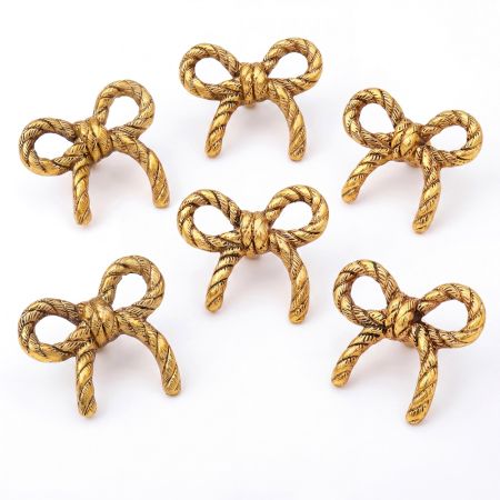 6 Pieces Handmade Gold Vintage Aluminium Bow Cabinet Knobs