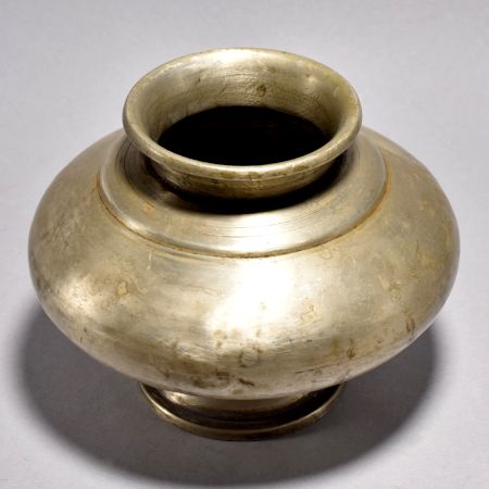 Vintage Handmade White Metal Holy Water Pot for Decor