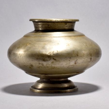Vintage Handmade White Metal Holy Water Pot for Decor