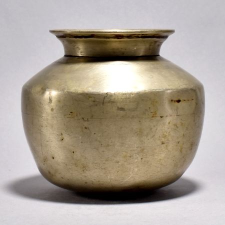 Antique White Metal Holy Water Pot for Vintage Collection