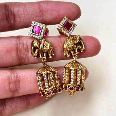 Handmade Brass Metal Jewellery Elephant Jhumka Earrings