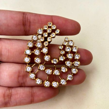 Handmade Brass Metal Jewellery Spiral CZ Stud Earrings