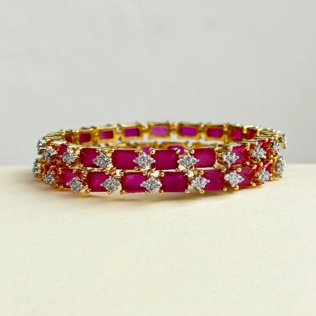 Handmade Brass Metal Jewellery Pink Stone Bangles