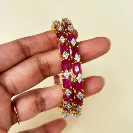 Handmade Brass Metal Jewellery Pink Stone Bangles