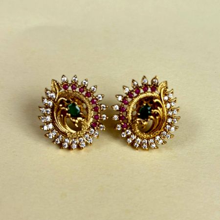 Handmade Brass Metal Jewellery Paisley Stud Earrings