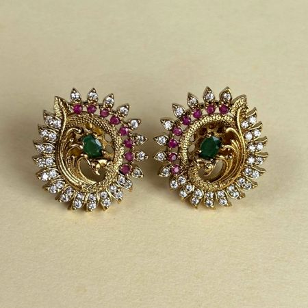 Handmade Brass Metal Jewellery Paisley Stud Earrings