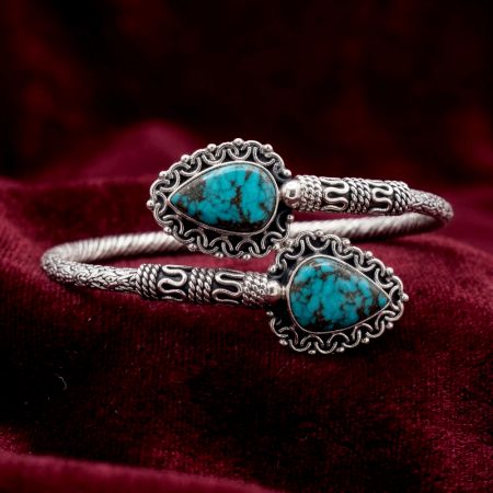 Handmade Silver Jewelry Turquoise Kada Bracelet